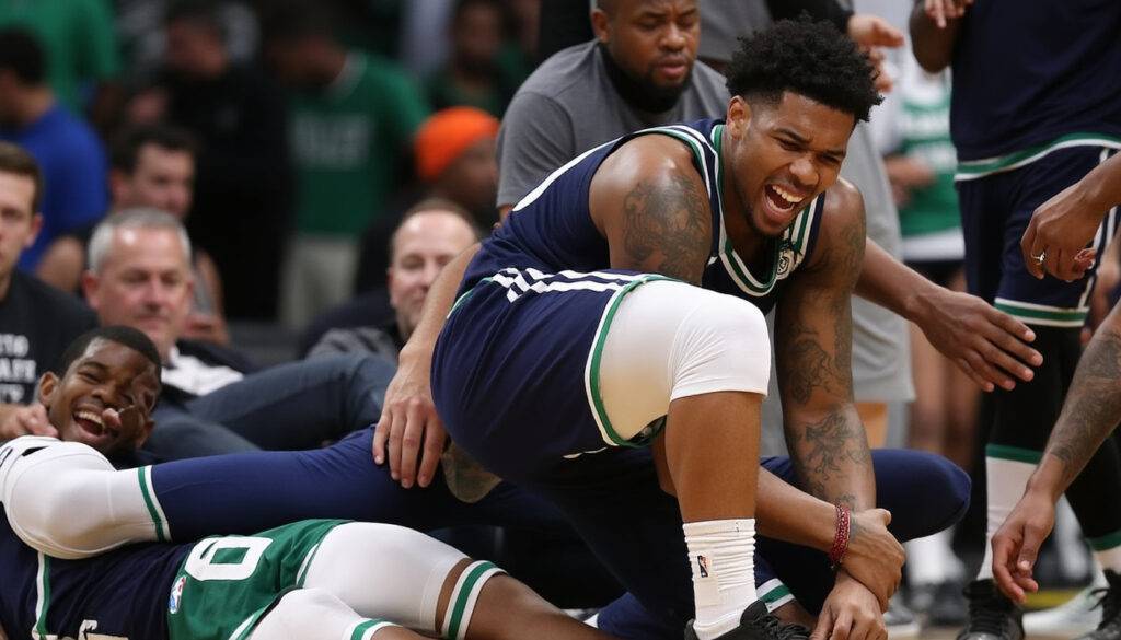 Jayson Tatum exits Game 4 against the Knicks due to a late right leg injury